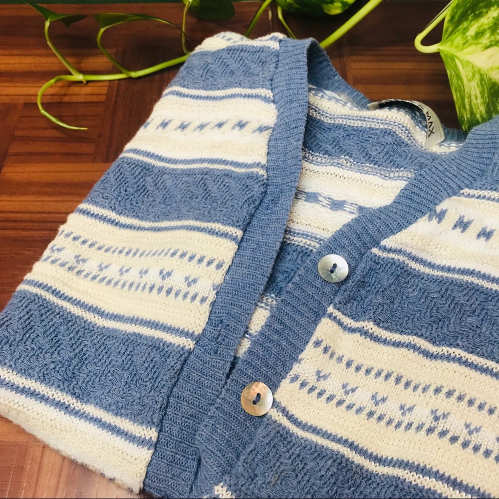 vtg vsco 90s ribbed striped short crop cardigan - Picture 6 of 6